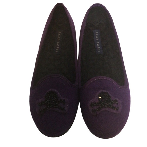 Ralph Lauren Skull and Bones Purple Flats/Slippers - Picture 3 of 10